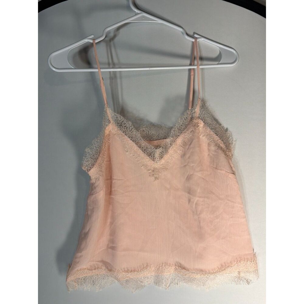 LOFT XS Blush Pink Lace Trim Camisole Tank Top NWT Adjustable Strap